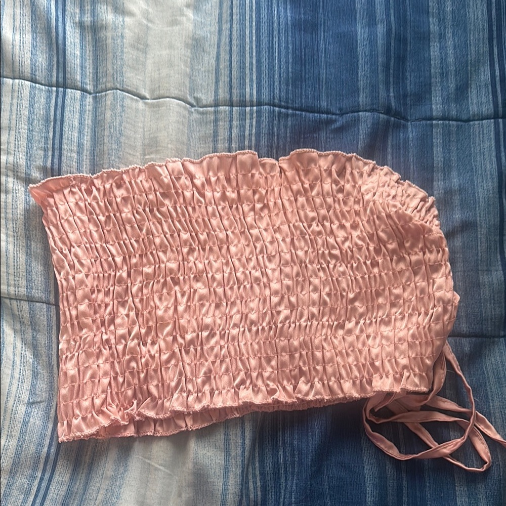 Pink Smocked Crop Top
